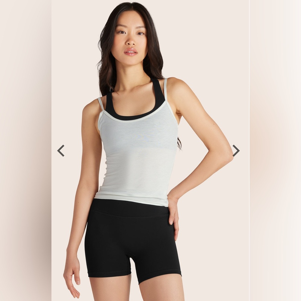NWT Set Active SPORTBODY® LAYERED CAMI BRA in ONYX Black Size Small